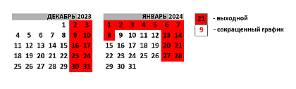 Режим работы новогодние праздники 23/24